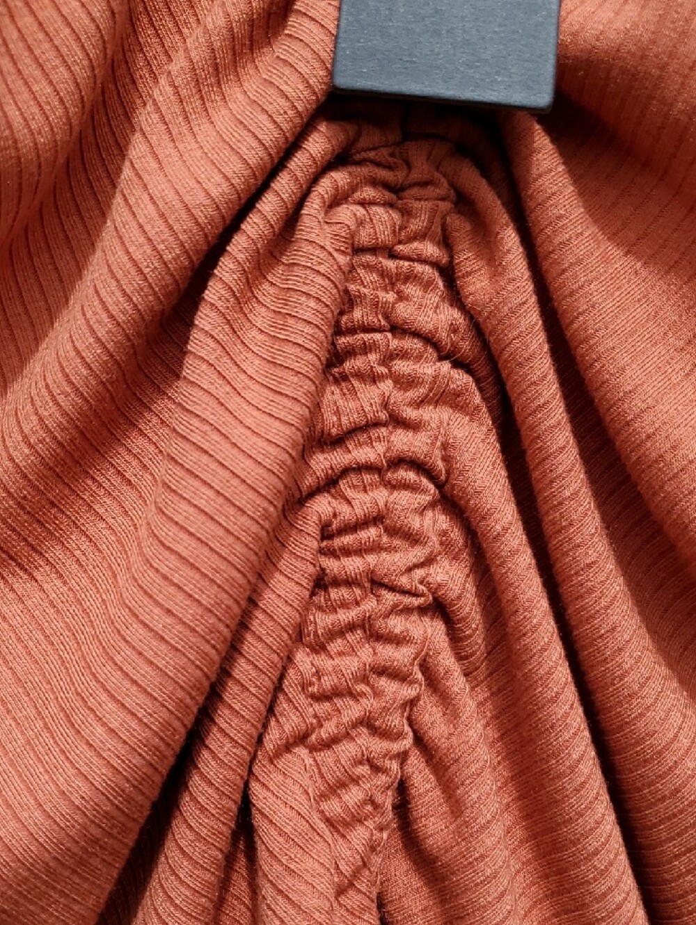 Lulu's XS Rust Ribbed One-Piece Bodysuit with Front Ruching - Picture 4 of 10